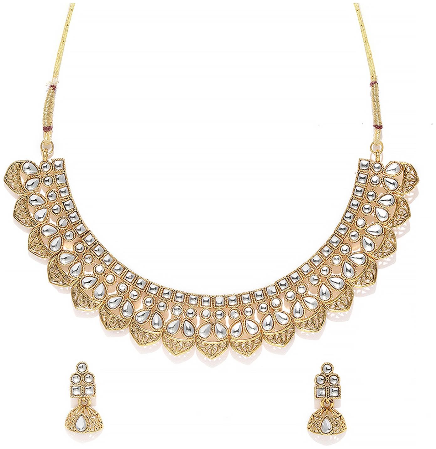 

Sukkhi Resplendent Gold Plated Wedding Jewellery Kundan Choker Necklace Set for Women