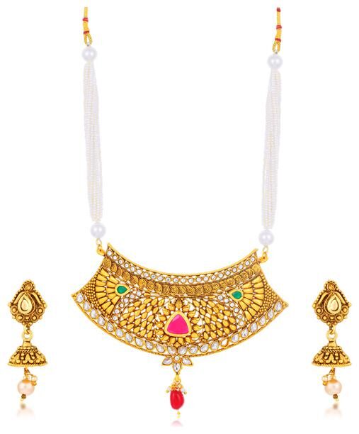 

Sukkhi Ritzy Collar Gold Plated Necklace Set for Women