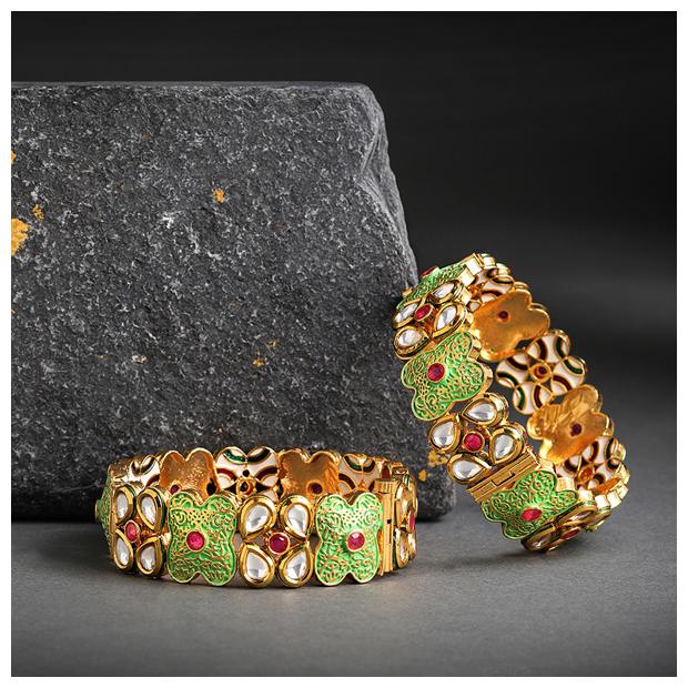 

Sukkhi Ritzy Mint Collection Gold Plated Kundan Bangle Set for Women (Set of 2)