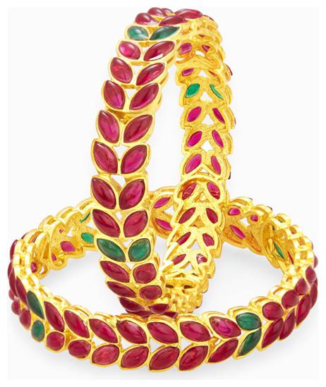 

Sukkhi Sparkling Kempu Stone Gold Plated Bangle For Women