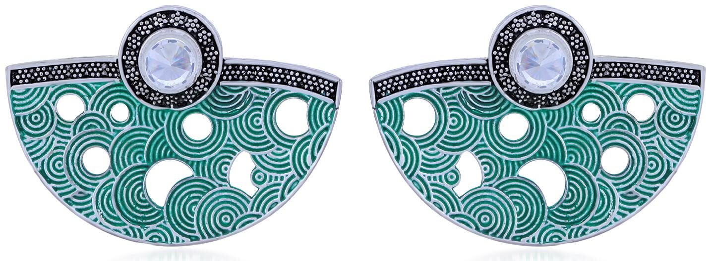 

Sukkhi Sparkling Oxidised Mint Collection Stud Earring For Women