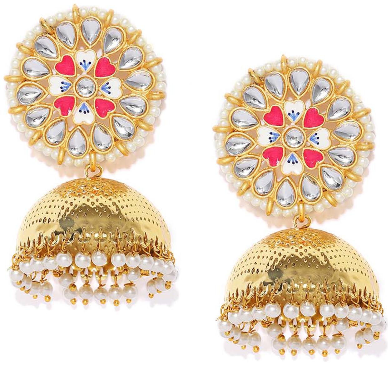 

Sukkhi Splendid Kundan Gold Plated Wedding Jewellery Pearl Jhumki Earring for Women