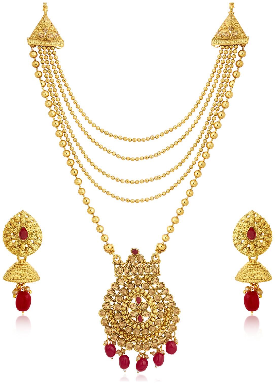 

Sukkhi Splendid LCT Gold Plated Long Haram Necklace Set For Women