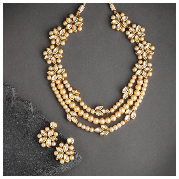 

Sukkhi Splendid Gold Plated Kundan Pearl Neckalce Set for Women