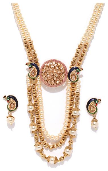 

Sukkhi Stunning Peacock Pearl Gold Plated Neckalce Set for Women