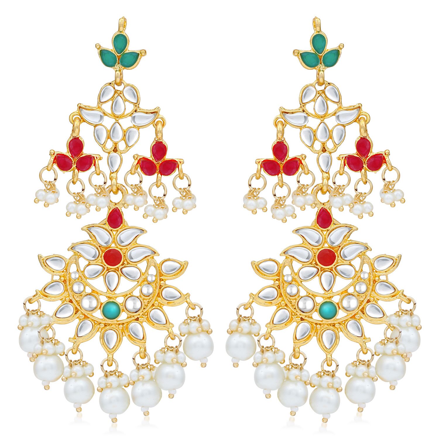 

Sukkhi Stunning Pearl Gold Plated Kundan Chandelier Earring For Women