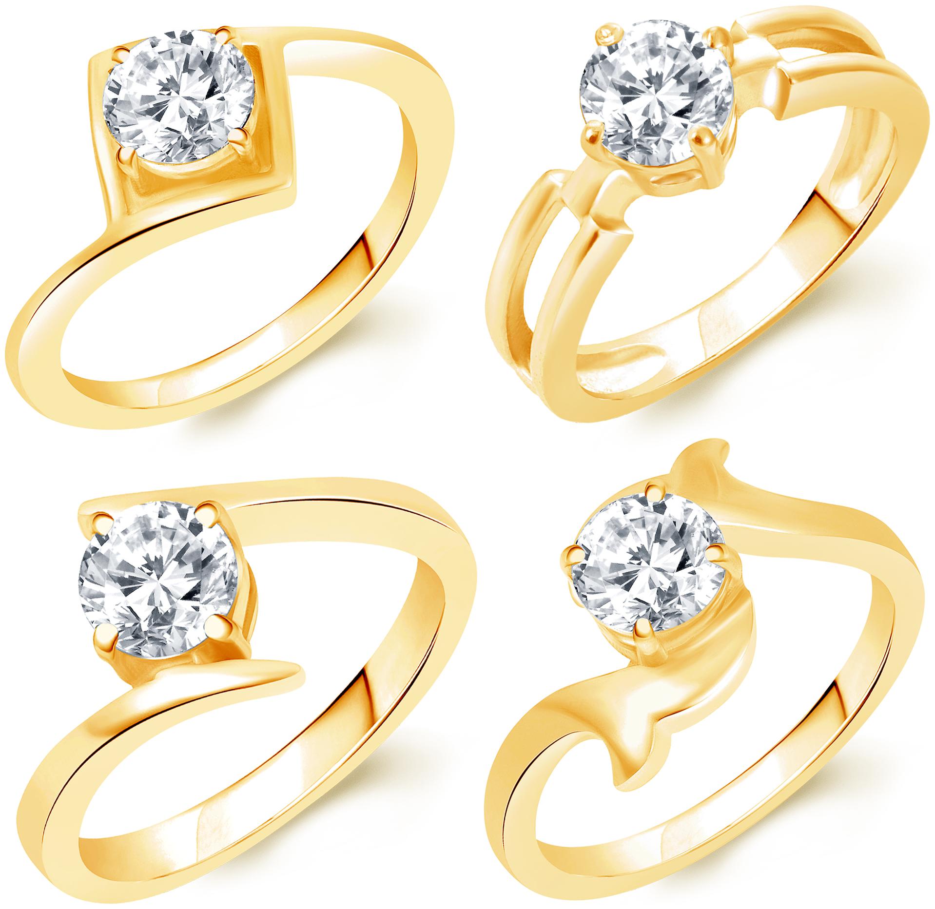 

Sukkhi Stunning Gold Plated Solitaire Set Of 4 Ladies Ring Combo For Women