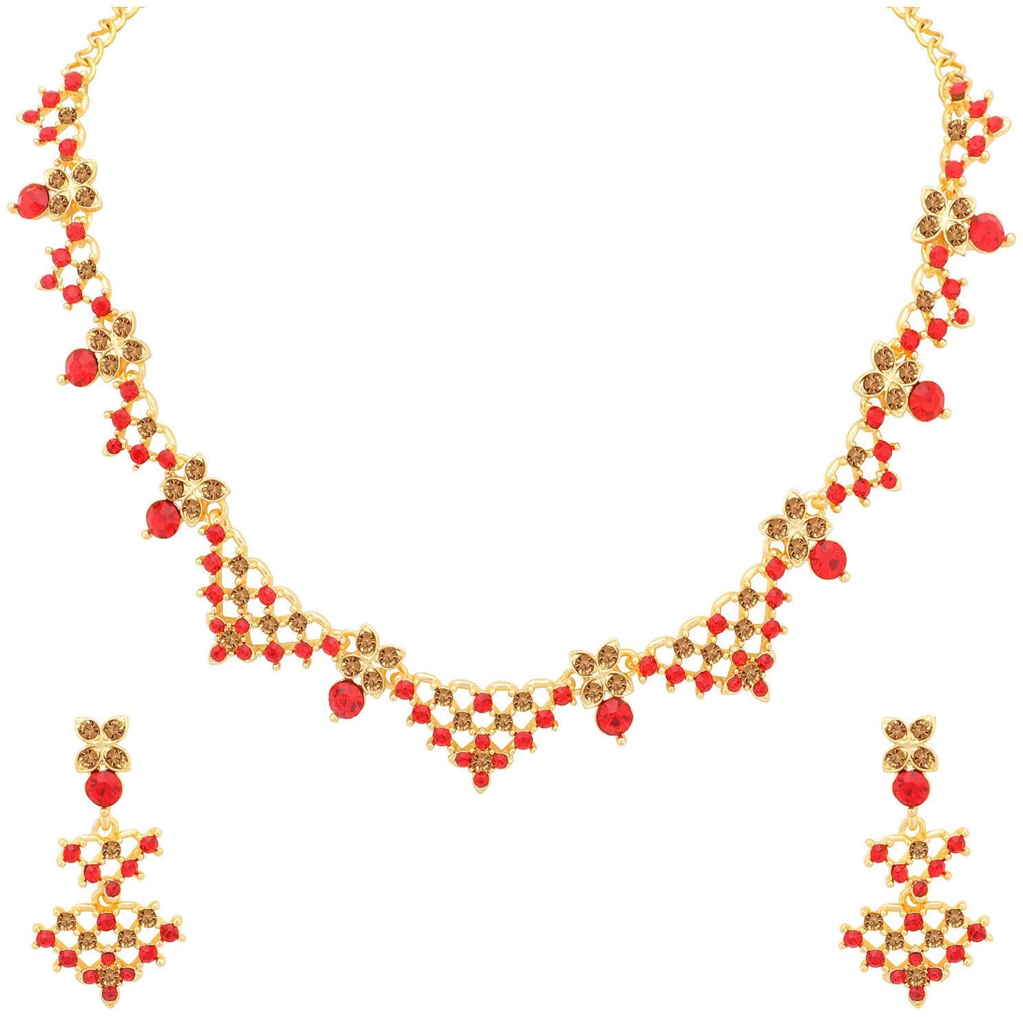 

Sukkhi Stunning LCT and Red Stone Gold Plated Necklace Set for Women