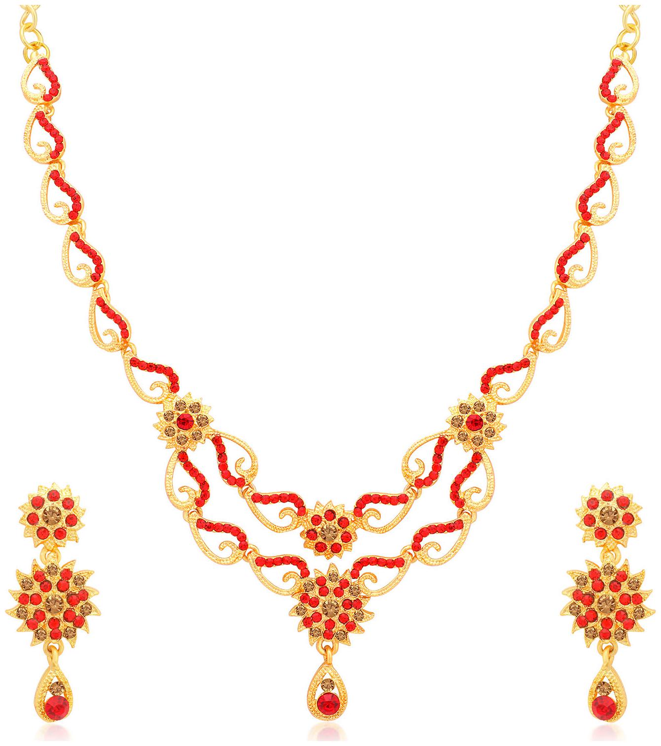 

Sukkhi Stunning LCT and Red Stone Kairi Gold Plated Necklace Set for Women