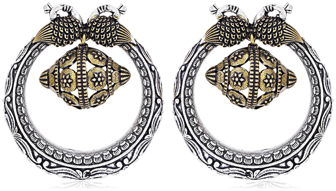 

Sukkhi Stylish Oxidised Peacock Chandbali Earring For Women