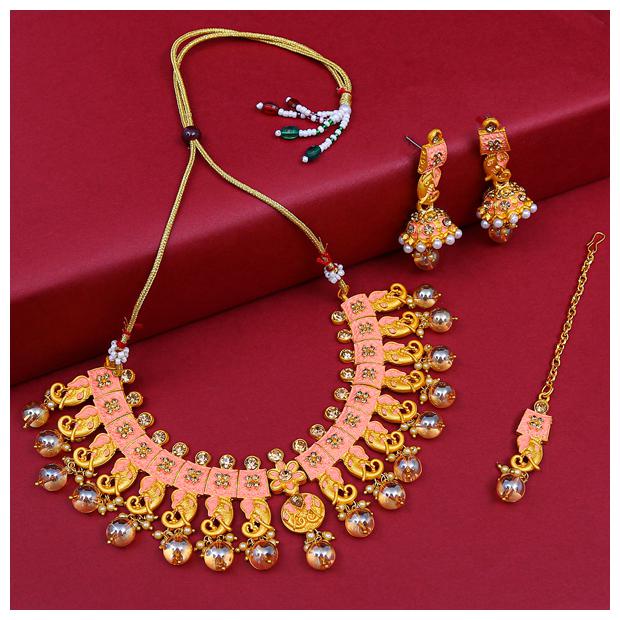 

Sukkhi Tibale Gold Plated Elephant Choker Necklace Set for Women