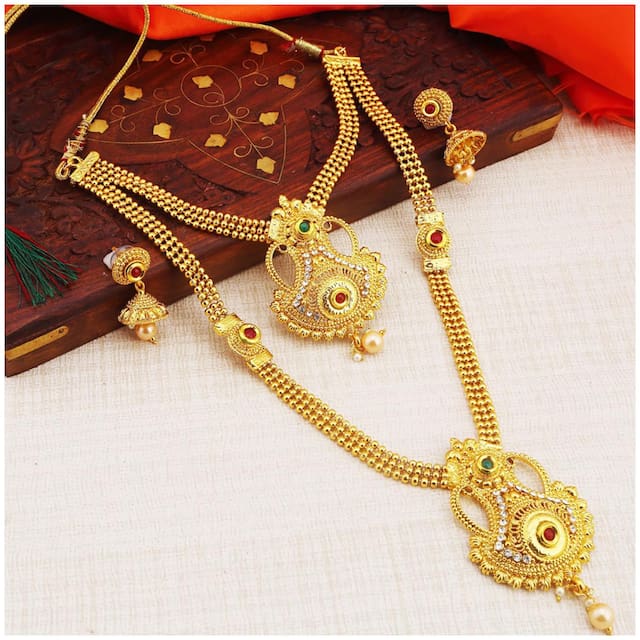 Sukkhi Ethnic Gold Plated Wedding Jewellery Long Haram Necklace Set For Women