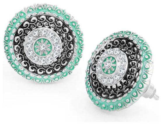 

Sukkhi Trendy Rhodium Plated Floral Meenakari Stud Earring For Women