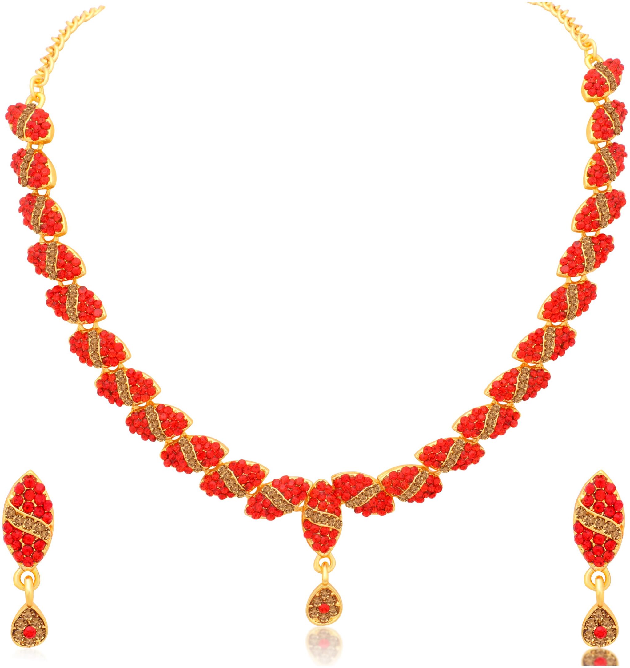 

Sukkhi Unique LCT and Red Stone Gold Plated Necklace Set for Women