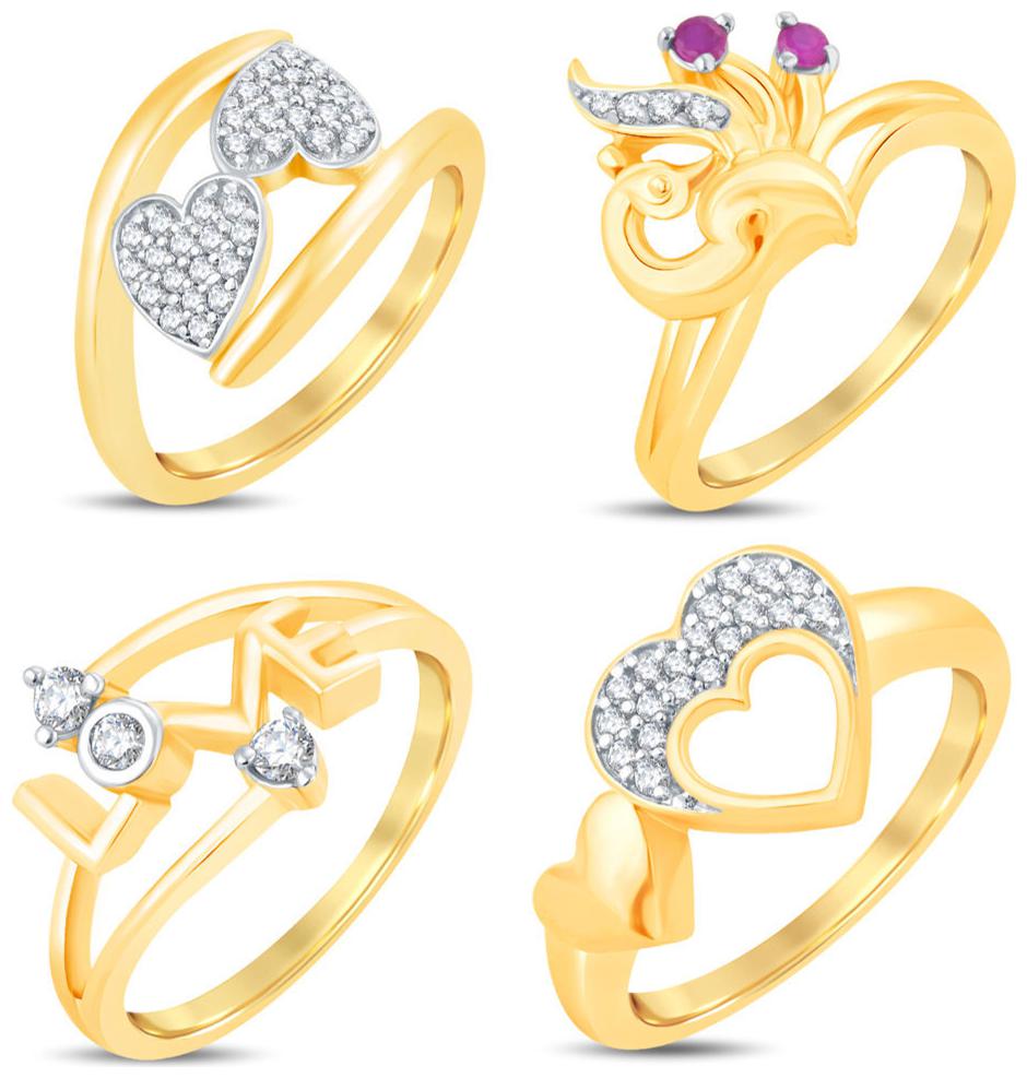 

Sukkhi Valentine Collection Incredible Gold Plated CZ Combo Ring For Women Pack Of 4