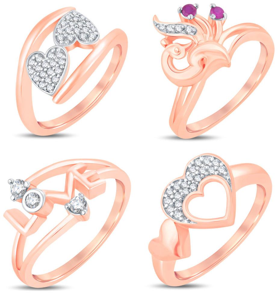 

Sukkhi Valentine Collection Modish Rose Gold Plated CZ Combo Ring For Women Pack Of 4