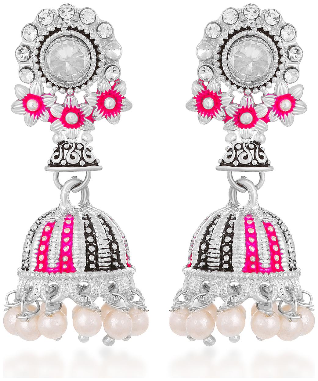 

Sukkhi Wavy Floral Oxidised Mint Meena Collection Earring for Women