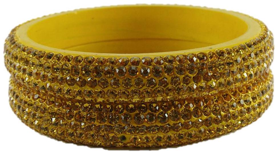 

Sukriti Bridal Rajasthani Yellow Lac Bangles for Women - Set of 2