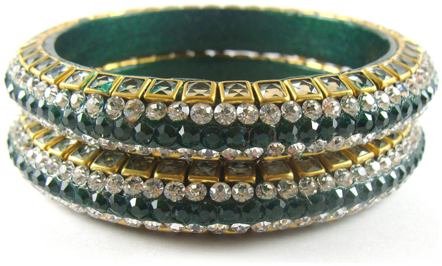 

Sukriti Kundan Bottle Green Lac Bangle Set of 2
