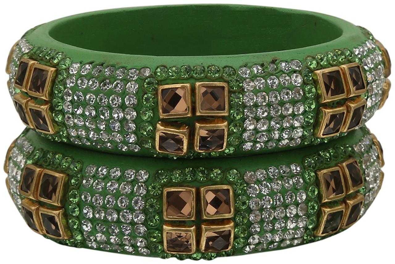 

Sukriti Party Green Lac Bangles - Set of 2