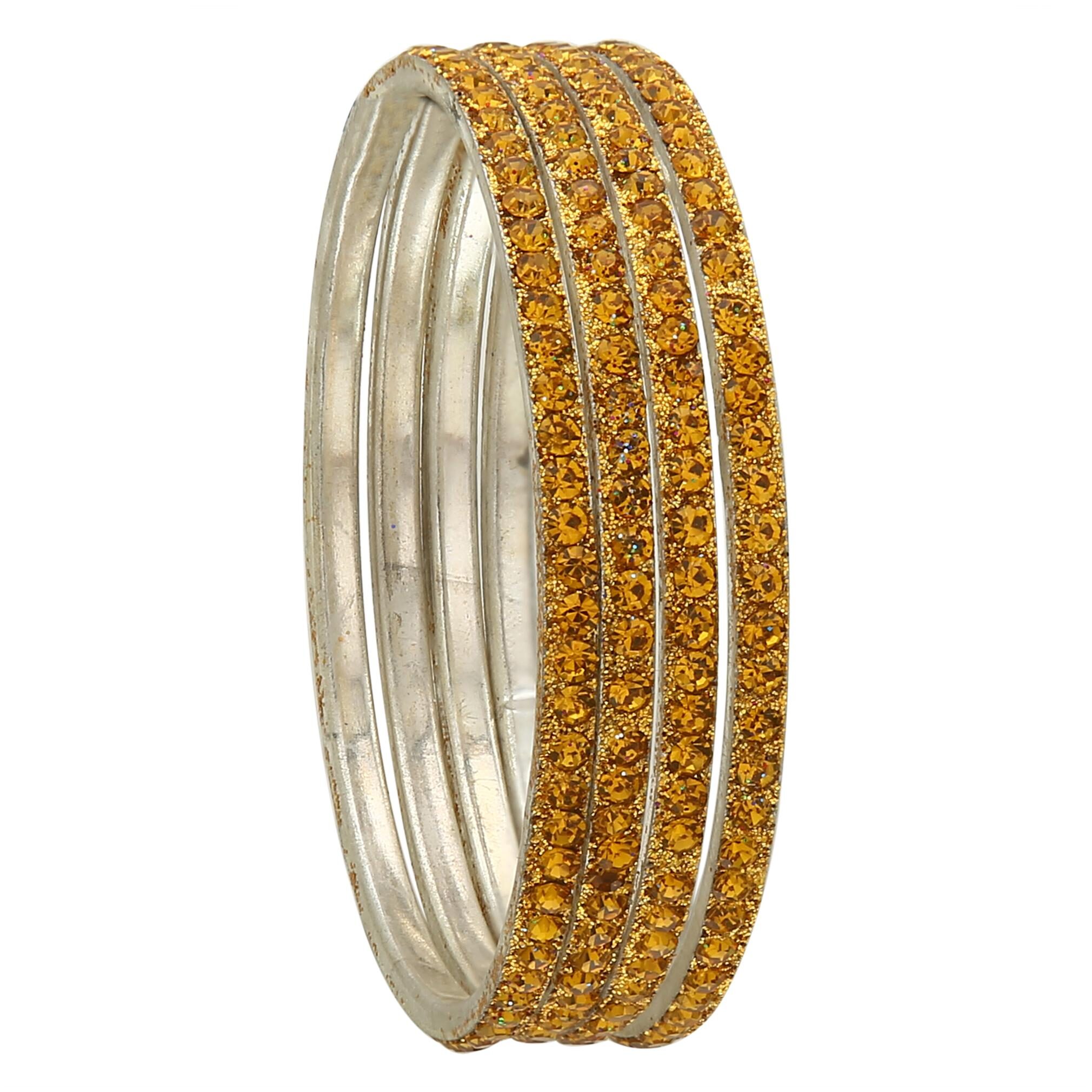 

Sukriti Partywear Traditional Brass Yellow Bangles for Women - Set of 4