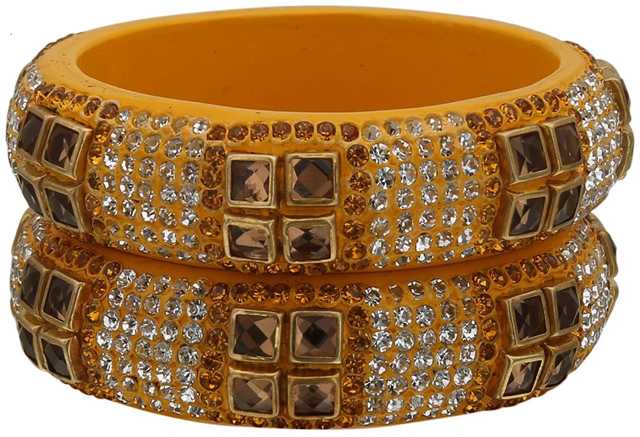 

Sukriti Party Yellow Lac Bangles - Set of 2