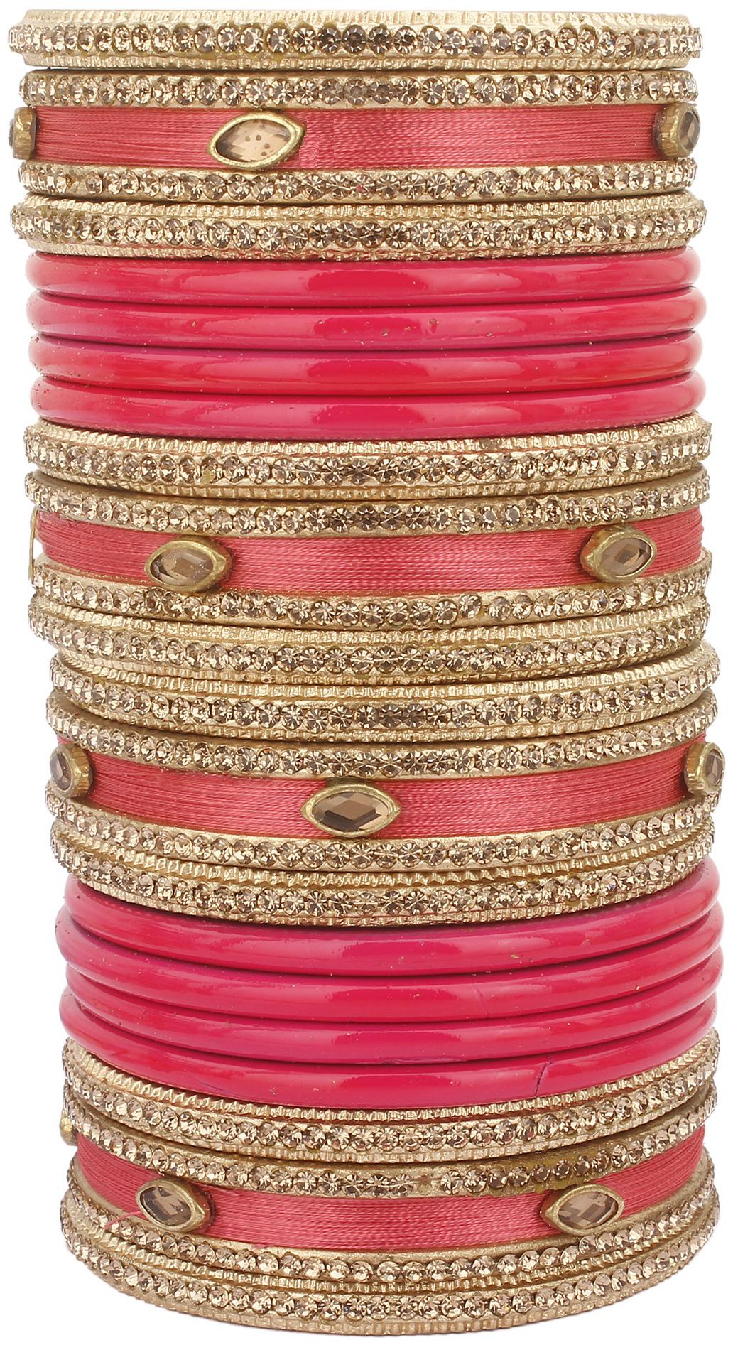 

Sukriti Rajasthani Silk Thread Lac Chuda BabyPink Bangles Bridal Jewelry for Women