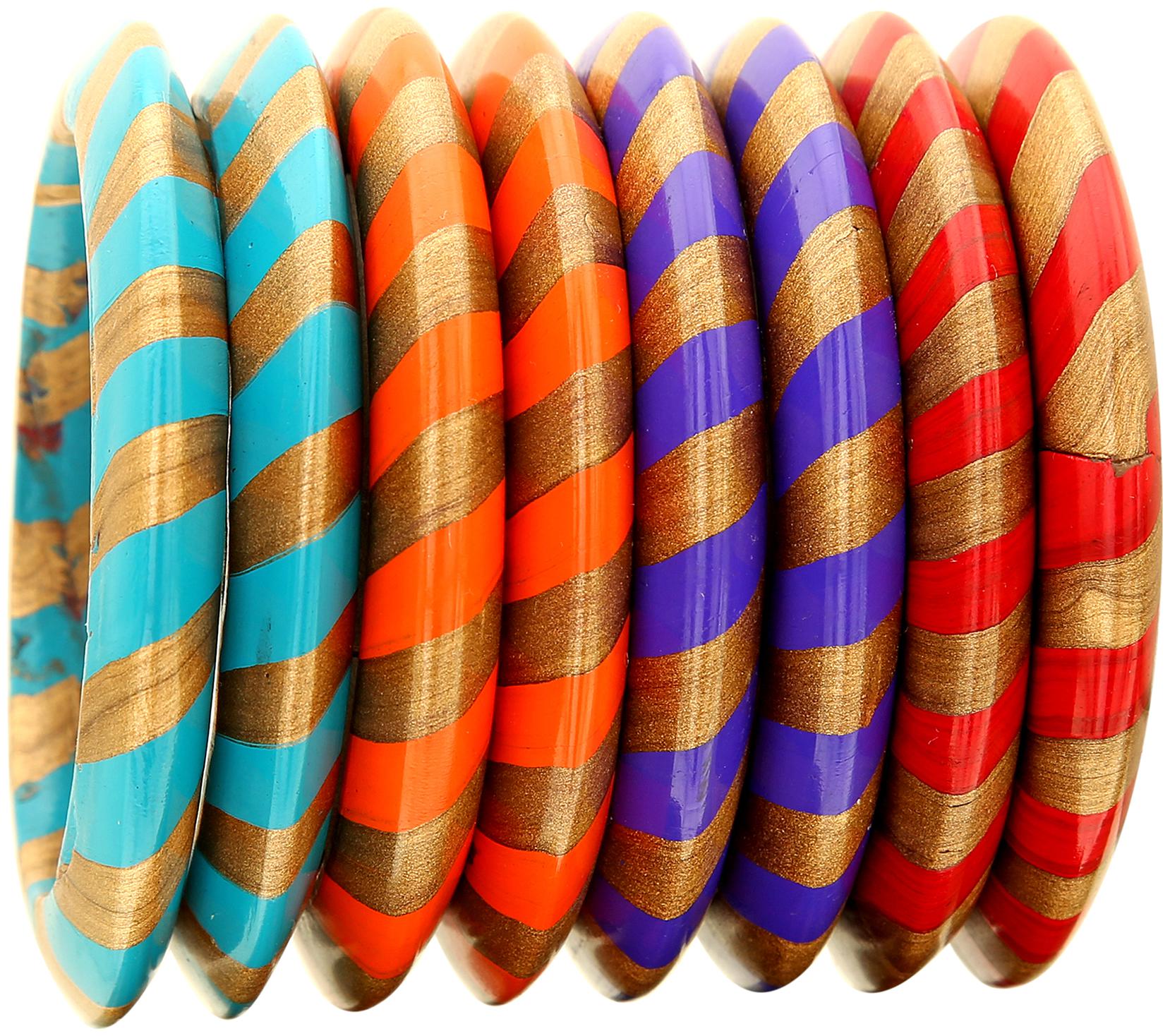 

Sukriti Rajasthani Stylish Party Casual Wear Multicolor Lac Bangles Combo Jewelry for Girls Women - Set of 8