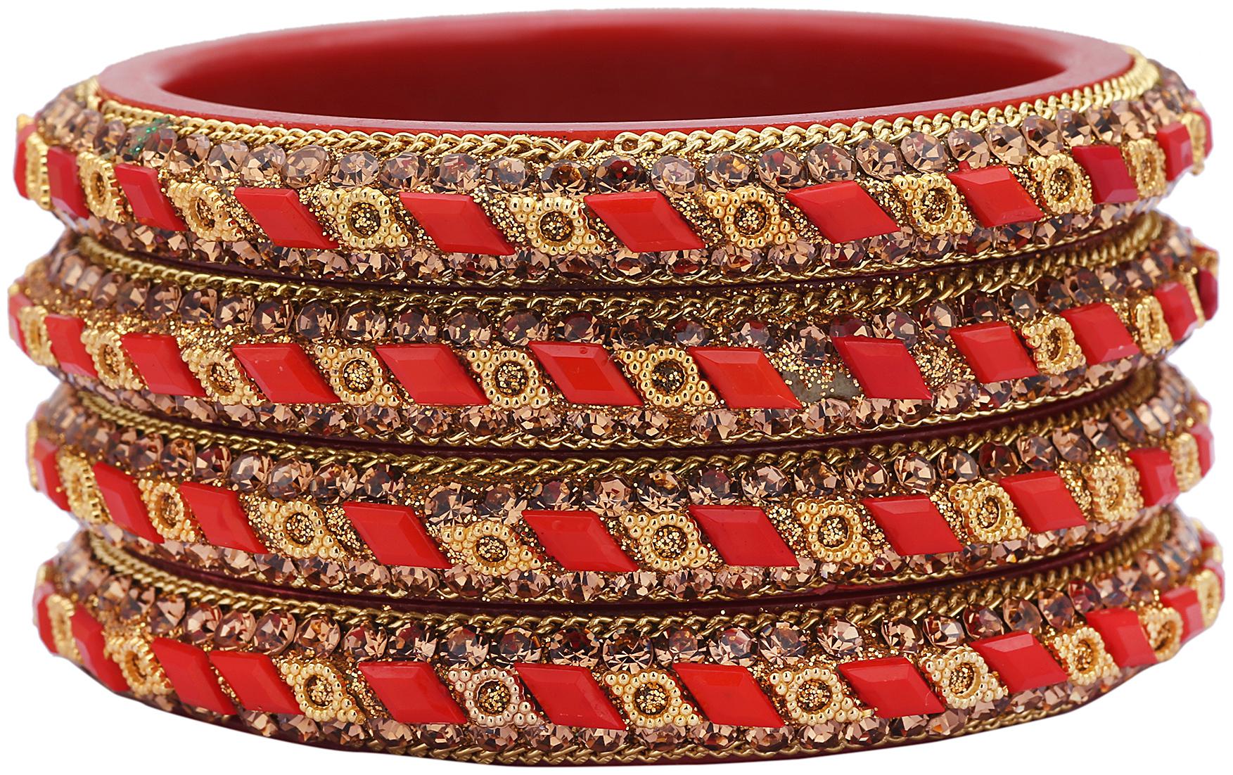 

Sukriti Rajasthani Contemporary Red Kada Seep Acrylic Bangles For Girls Women Set of 4