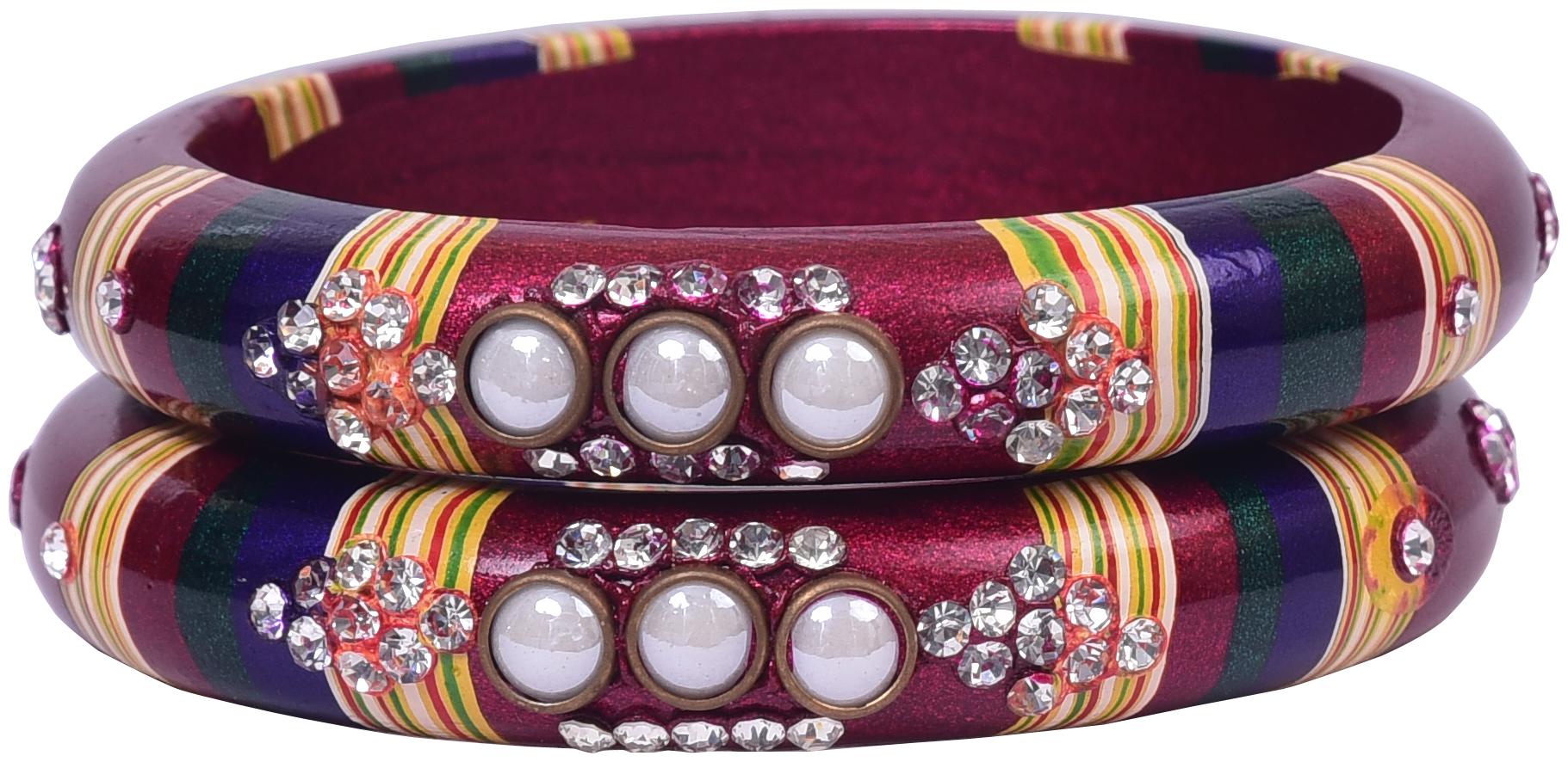 

Sukriti Rajasthan Style Traditional Maroon Lac Bangles set of 2