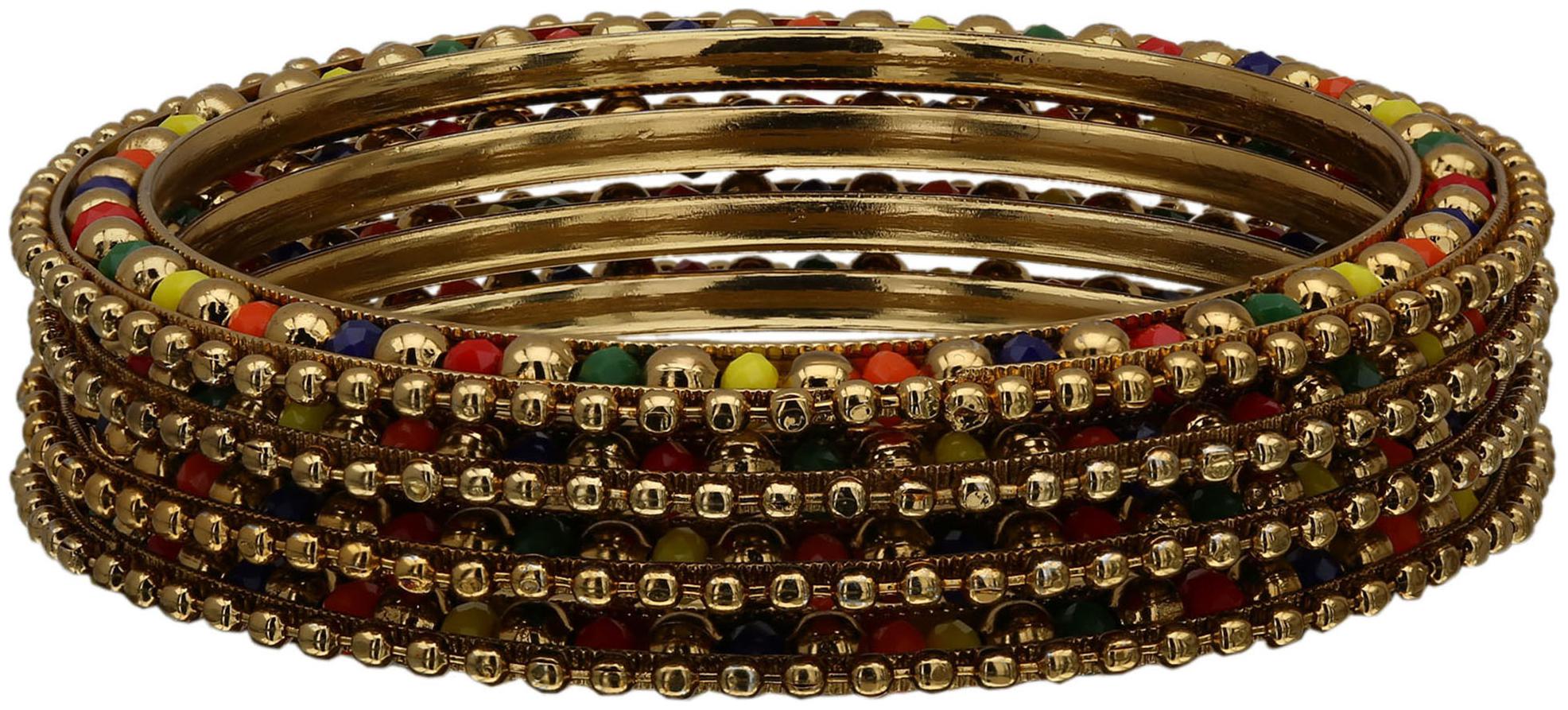 

Sukriti Stylish Multicolor Beads Metal Bangles For Girls Women Set Of 4