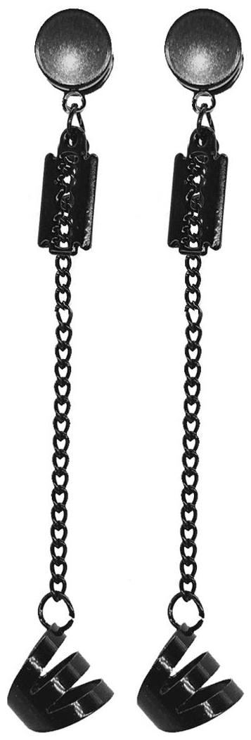 

Sullery Blade Charm Drop Huggie Black Stainless Steel Stud Earring