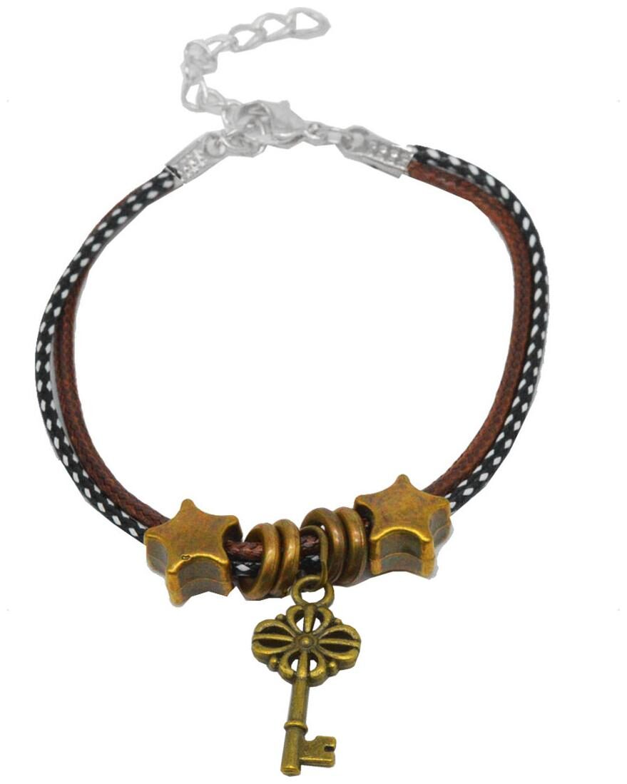 

Sullery Key Charm Multicolour Leather Metal Bracelet For Mens