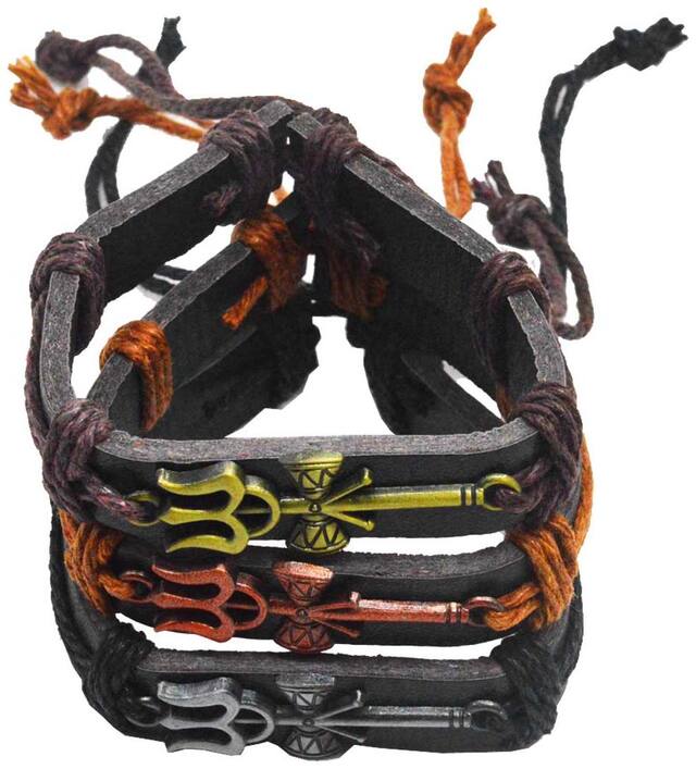 Sullery Lord Shiv Trishul Damru Leather Bracelet