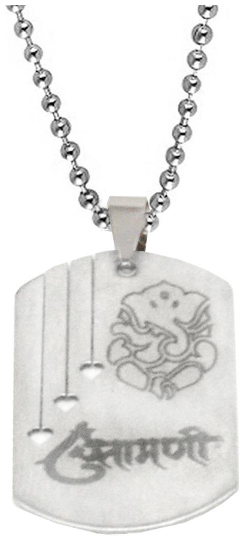 Sullery Lord Ganesha Chaturthi or Ganesh Chintamani Silver Black Stainless Steel Pendant