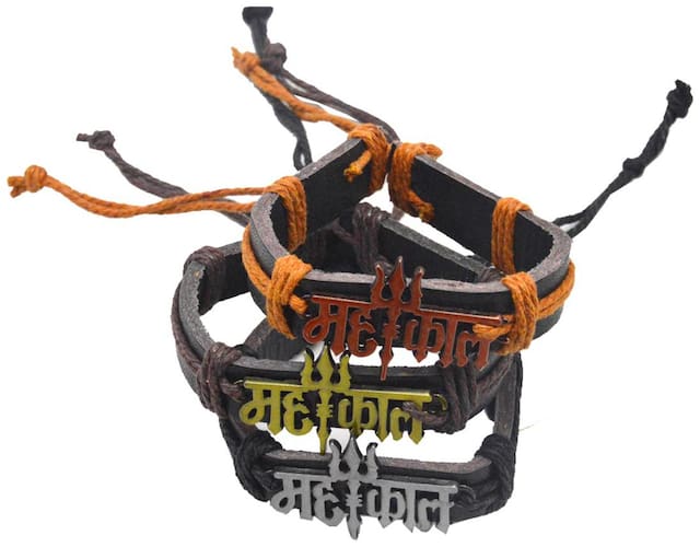 Sullery Lord Shiv Trishul Mahakal Leather Bracelet