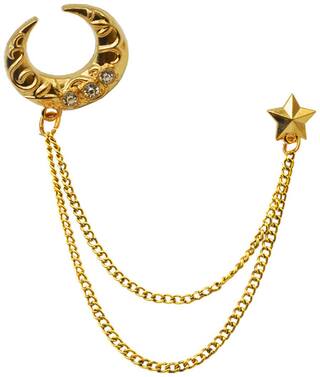 Sullery Mens Suit Gold Rhinestone Crystal Half Moon Party Wear And Wedding Brooch