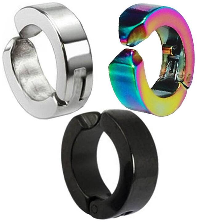 Sullery Non-Pireced Clip On Multicolour Stainless Steel Hoop Earring
