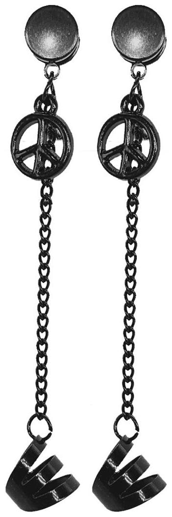 

Sullery Peace Symbol Charm Drop Huggie Black Stainless Steel Stud Earring