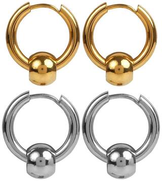Sullery Punk Men Ball Circle Ring Piercing Christmas Gift Gold Silver Stainless Steel Hoop Earring