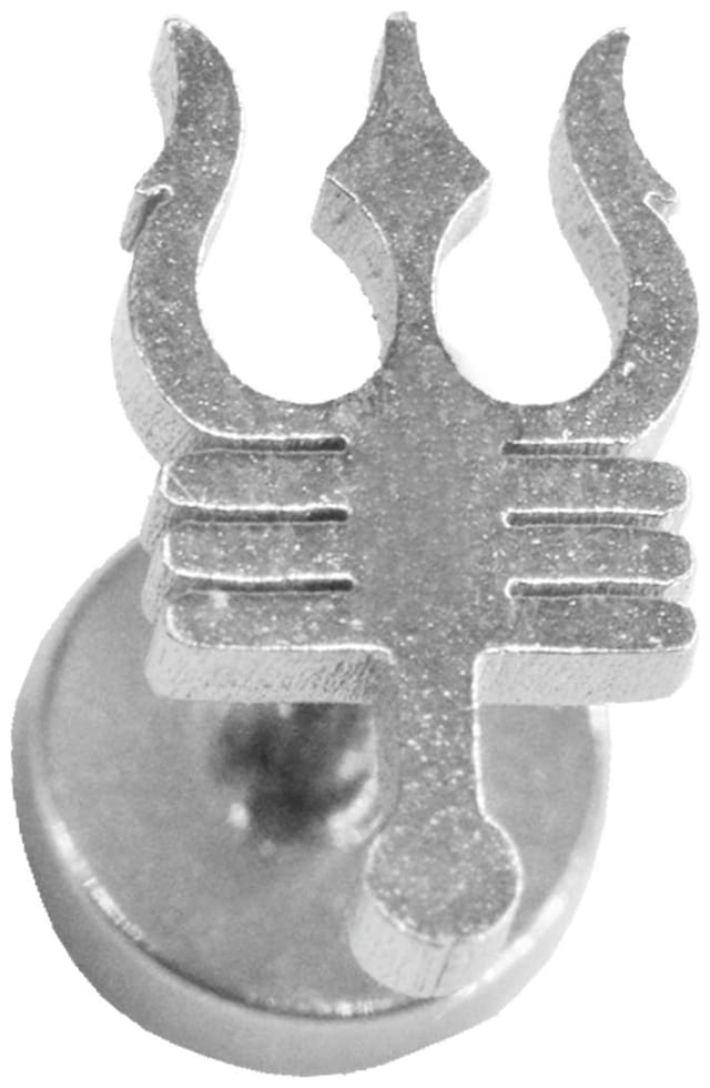 Sullery Religious Jewelry Lord Shiv Trishul Piercing Jewelry Silver Stainless Steel Stud Earing For Men Women