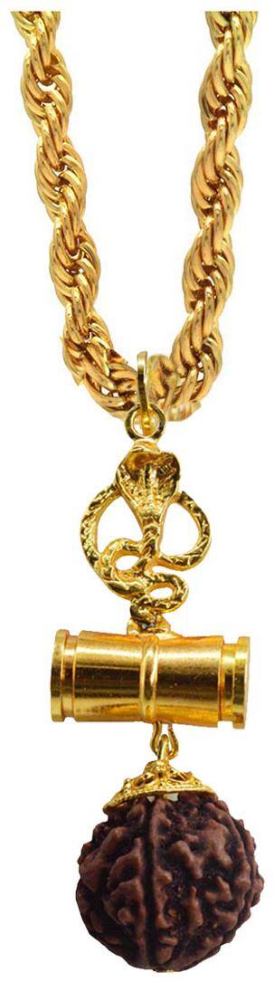 Sullery Snake Damru Pendant With Rope Chain Necklace Pendant