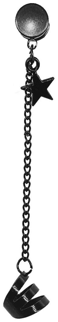 

Sullery Star Charm Drop Huggie Black Stainless Steel Stud Earring