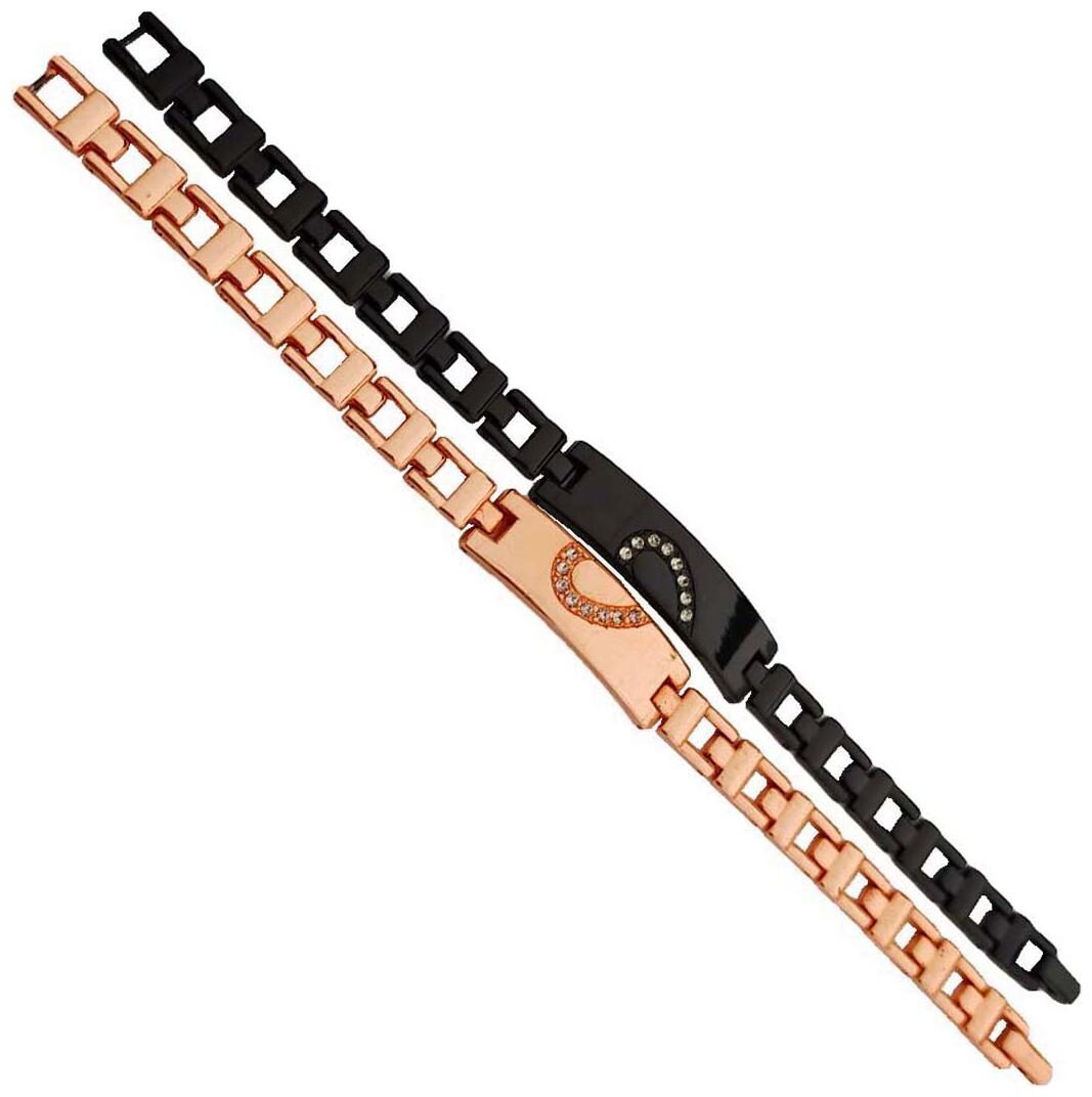 

Sullery Valentine Gift Couple heart shape Rose Black Stainless Steel Bracelet