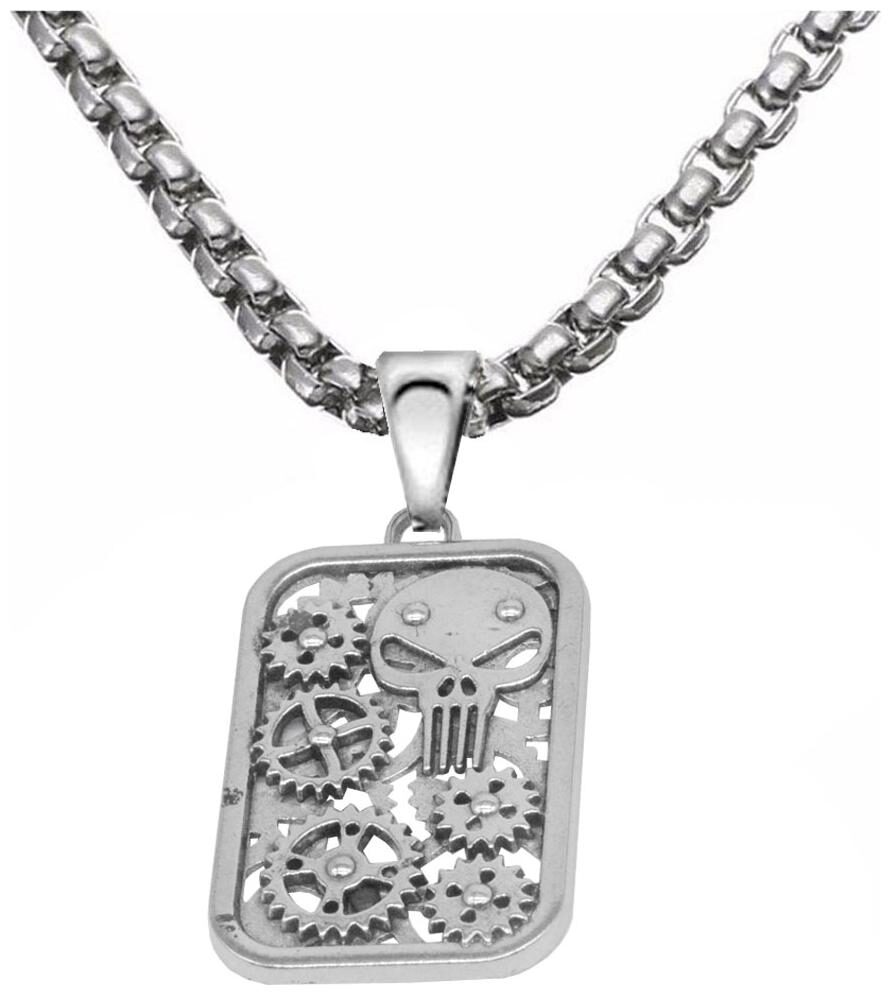

Sullery Vintage Gothic Punk Rock Skull Head Gear Wheel Necklace Pendant