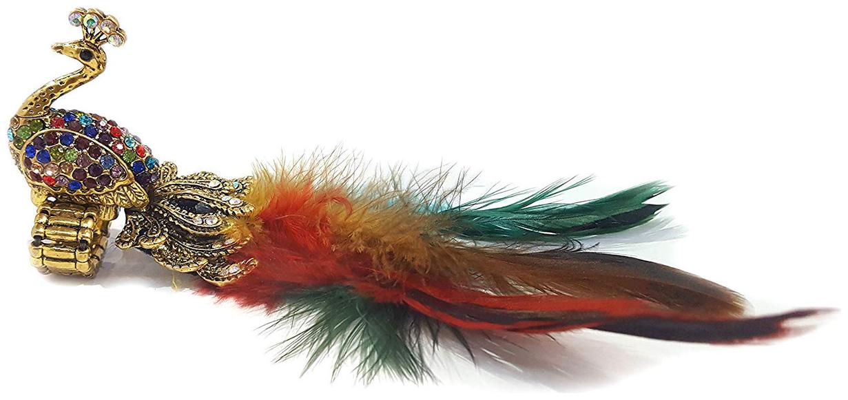 

Sunhari Jewels Multicolored Peacock Feather Adjustable Ring For Women and Girls