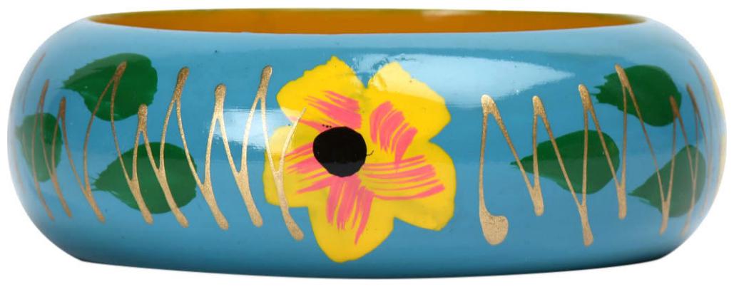

Supriya Designer Sky Blue Floral Wood Bangle