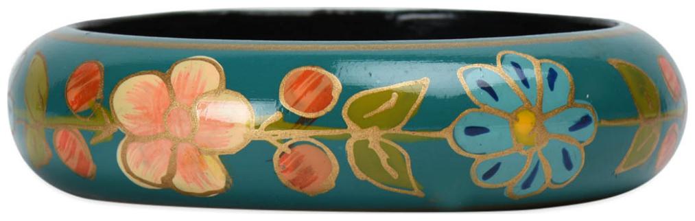

Supriya Green Floral Print Wood Bangle