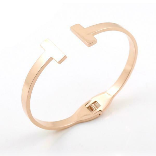 

T Bangle Cuff Bracelet - Stainless Steel