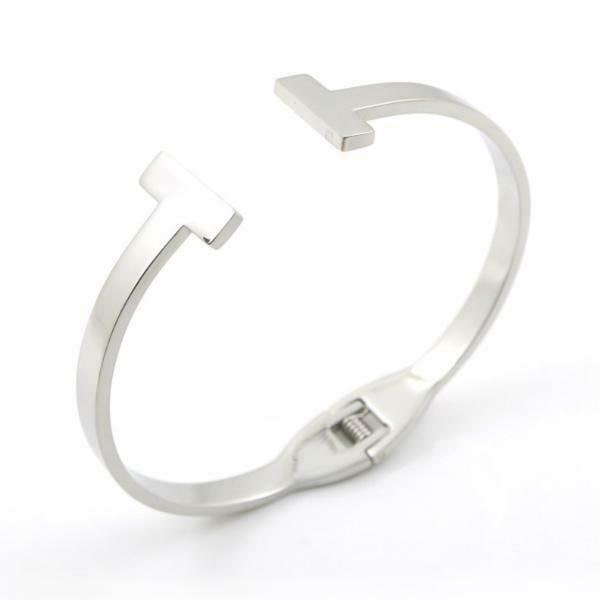 

T Bangle Cuff Bracelet - Stainless Steel